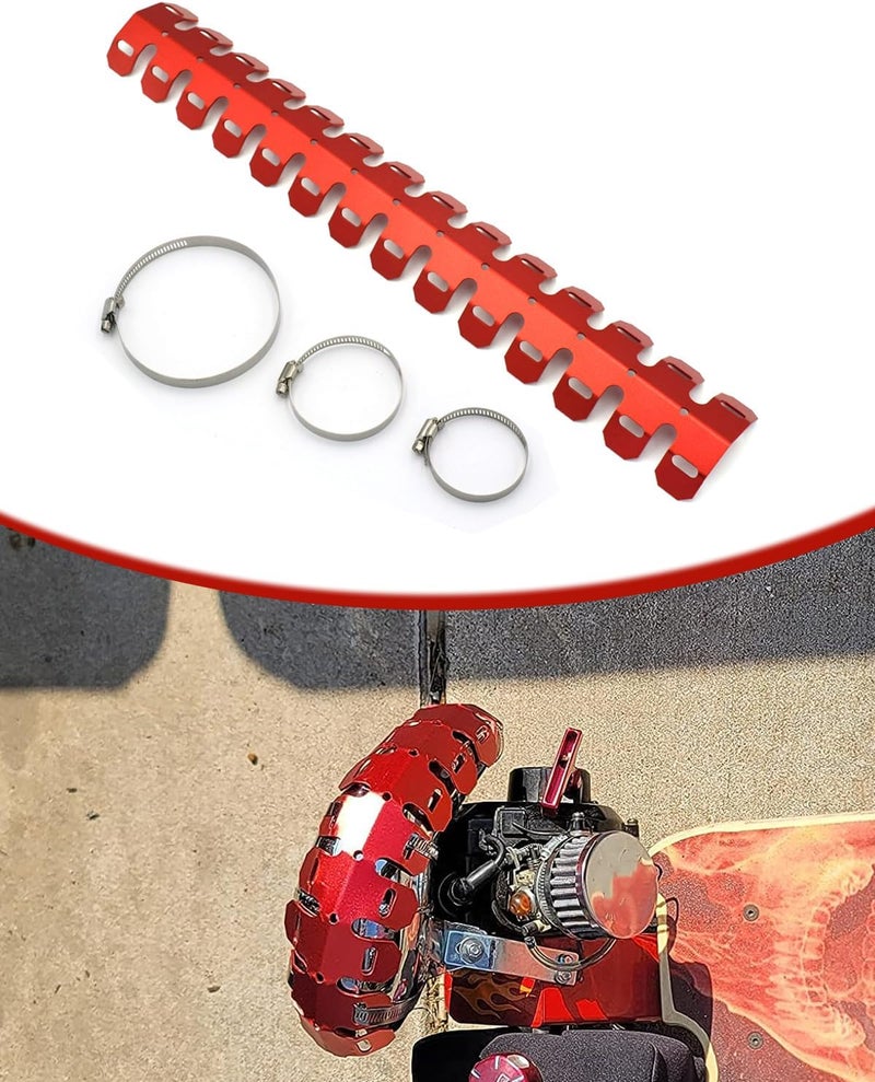 NACORE Motorcycle Exhaust Heat Shield Cover Universal Muffler Pipe Guard Protector For XR CRF CR CB TRX MSX And Most Motorcycle Dirt Bike - 610mm RED - Image 1
